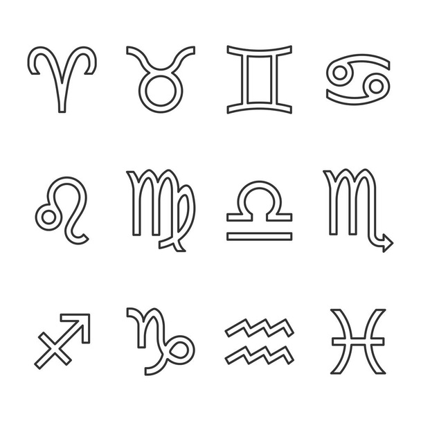 Serie di segni zodiacali icona isolata su sfondo. Simbolo astrologia moderno, semplice, vettore, icona per la progettazione di siti web, app mobile, ui. Illustrazione vettoriale - Vettoriali, immagini
