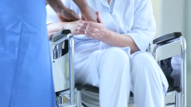 Personnel médical supérieur de l'hôpital pour patients en fauteuil roulant Gros plan
 - Séquence, vidéo