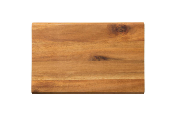 aged dark chopping board out of wood. isolated in white background. Top view. - Photo, Image