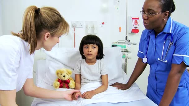 Female Ethnic Children's Nurse Child Hospital Bed - Footage, Video