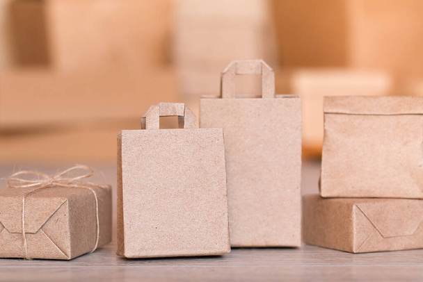 paper packed boxes and paper bags - Foto, imagen