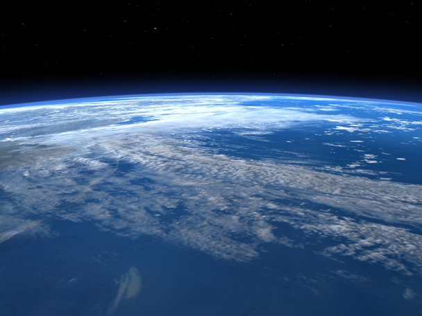 boşluk - 3d render Planet earth ufukta - Fotoğraf, Görsel
