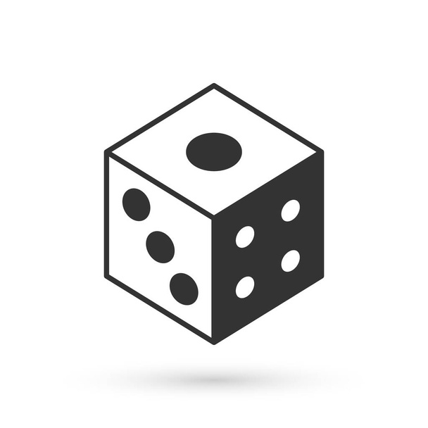 Grijs spel dobbelstenen pictogram geïsoleerd op witte achtergrond. Casino gokken. Vector - Vector, afbeelding