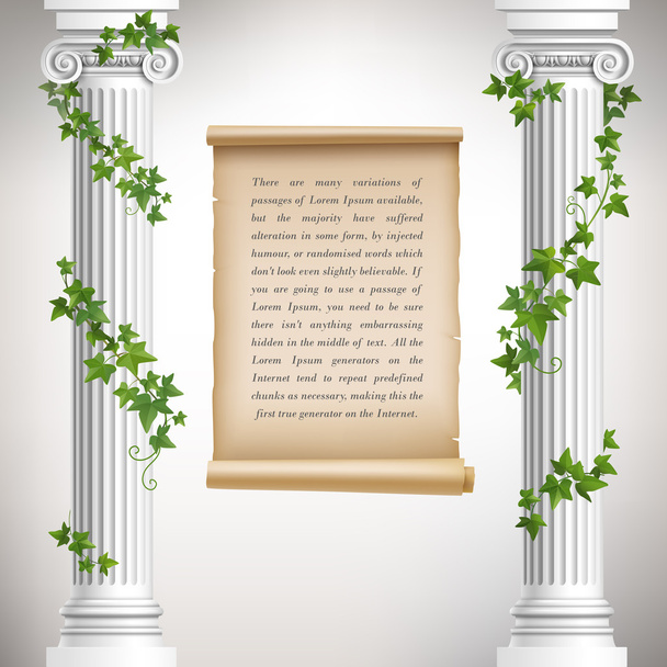 Плакат с антикварными колоннами
 - Вектор,изображение