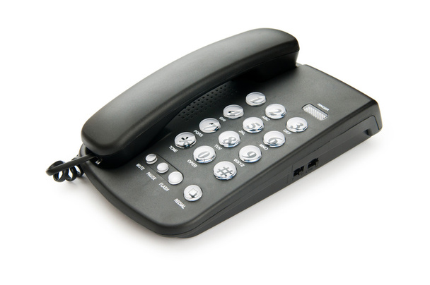 schwarzes Telefon isoliert auf weißem Hintergrund - Foto, Bild