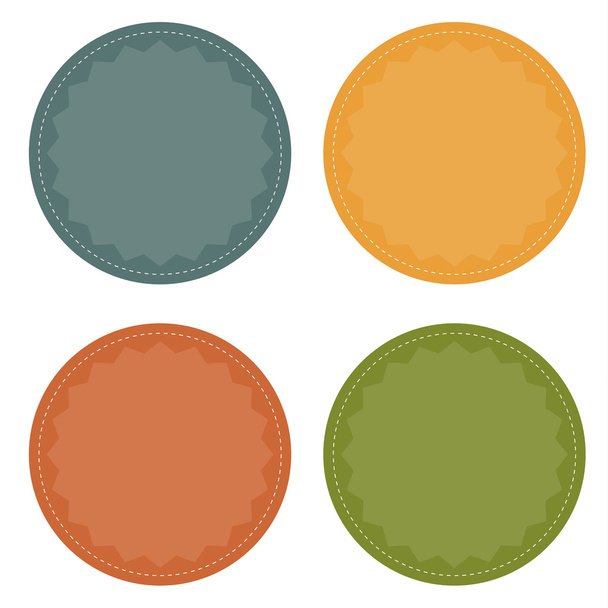 Set of 4 blank colorful badges (buttons) in vintage colors - Vetor, Imagem