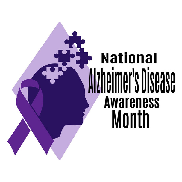 National Alzheimers Disease Awareness Month, ideia para um cartaz, banner, folheto ou cartão postal em um tema médico ilustração vetorial - Vetor, Imagem