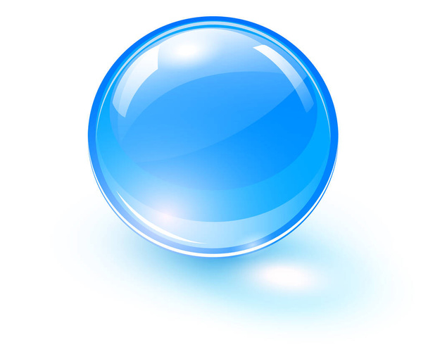 Blue glass ball, 3D shiny and lustrous sphere icon, vector illustration. - Διάνυσμα, εικόνα