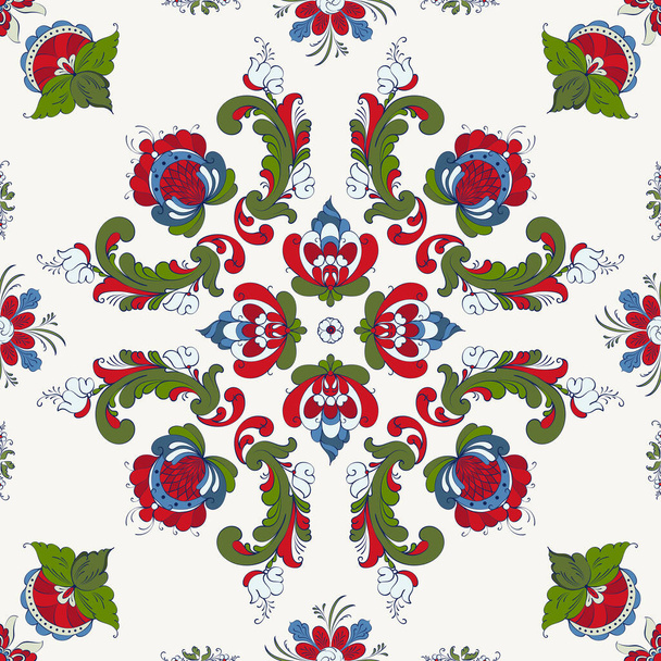 Rosemaling tile, traditional Norwegian decorative pattern. Vector illustration - Vektor, obrázek