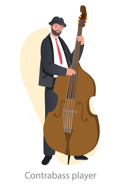 Contrabass player concept - Vector, Image