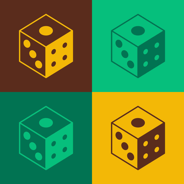 Pop art Hra kostky ikona izolované na barevném pozadí. Hazard v kasinu. Vektor - Vektor, obrázek