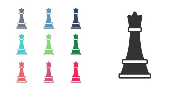 Ícone de xadrez preto isolado no fundo branco. Estratégia de negócios. Jogo, gestão, finanças. Definir ícones coloridos. Vetor - Vetor, Imagem