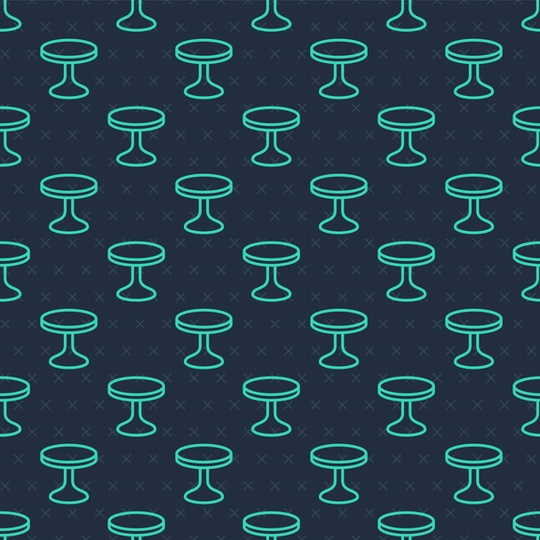 Línea verde Icono de mesa redonda aislado patrón sin costura sobre fondo azul. Vector - Vector, imagen
