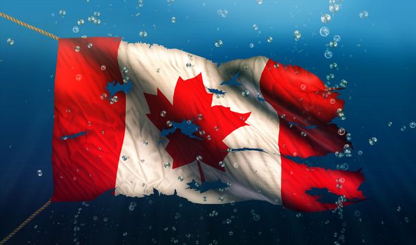 Canada Under Water Sea Flag - Photo, Image