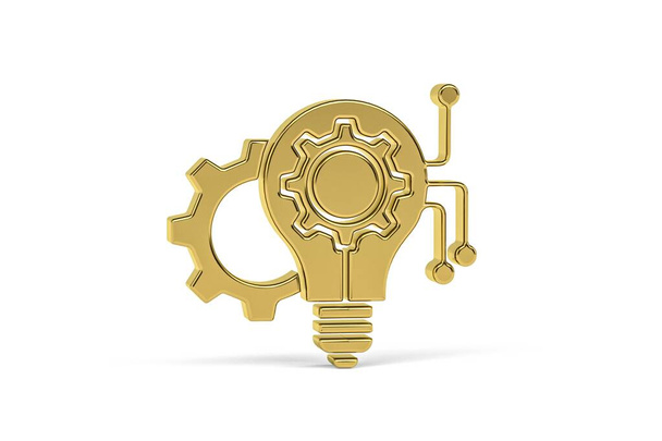 Golden 3d innovation icon isolated on white background - 3d render - Photo, Image