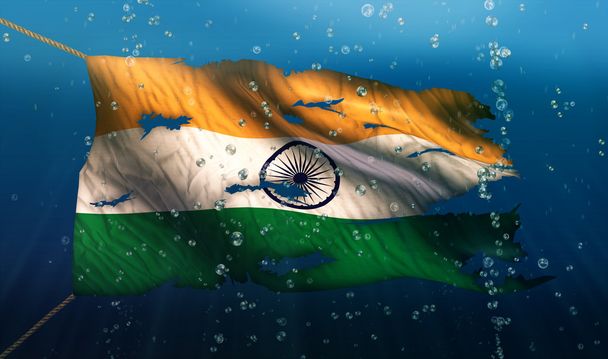 India Under Water Sea Flag - Photo, Image