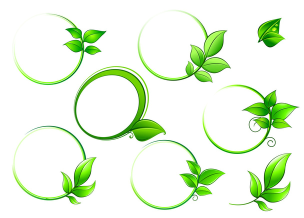 Frames set with geen leaves - Vector, Image