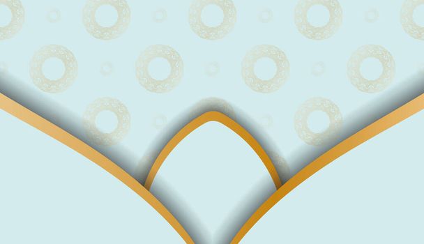 Baner in aquamarine color with greek gold pattern for design under the text - Vektor, obrázek