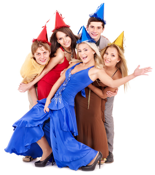 Group of young in party hat. - Photo, Image