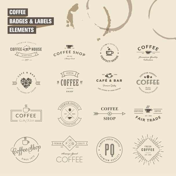 Set of badges and labels elements for coffee - Vector, Image