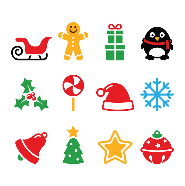 Christmas icons set - Vetor, Imagem