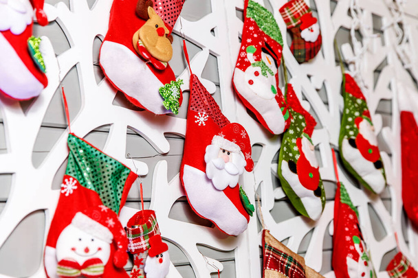 Christmas decorations, Christmas socks background - Foto, Bild