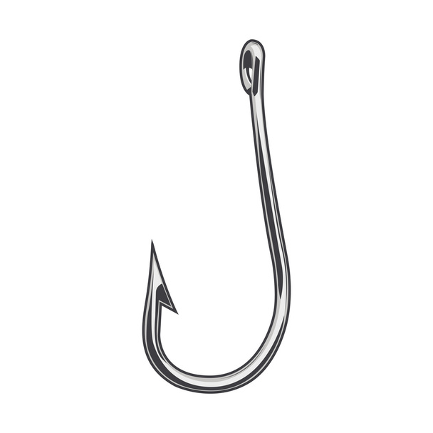 Fishing hook isolated on a white background. Color line art. Modern design. Vector illustration. - Vector, Image