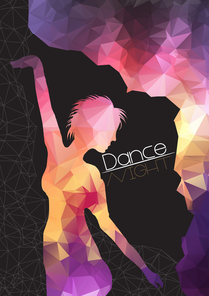 Silhouette of Dancing Woman on Abstract Background Party Flyer Template - Vector Illustration - Vecteur, image