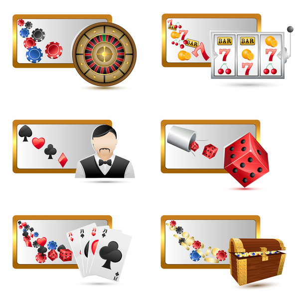 Casino van pictogrammen - Vector, afbeelding