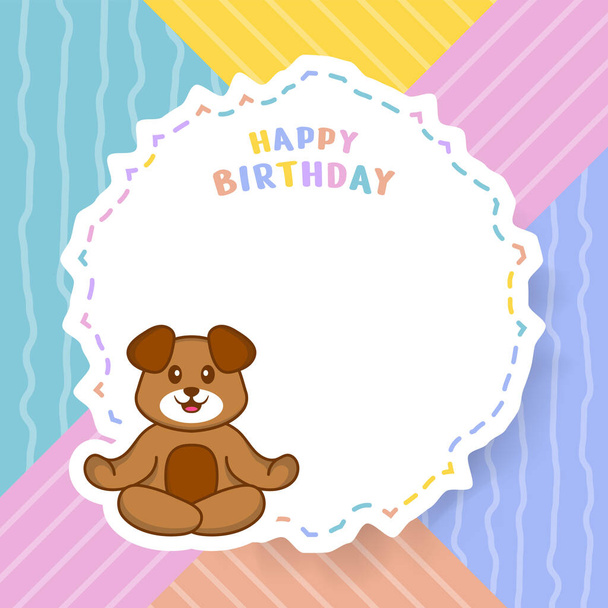 З днем народження вітальна листівка з милим персонажем собаки мультфільму. Векторна ілюстрація
 - Вектор, зображення