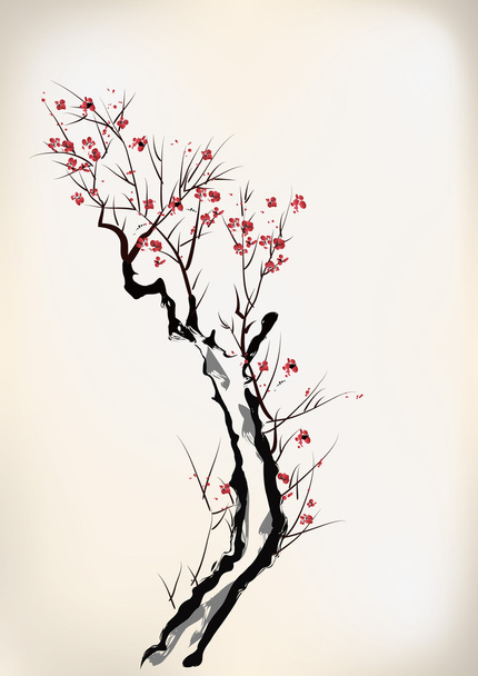 Ink style blossom - Vettoriali, immagini