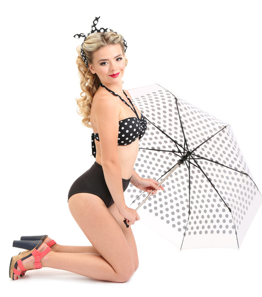 Glamour girl with umbrella - Fotó, kép