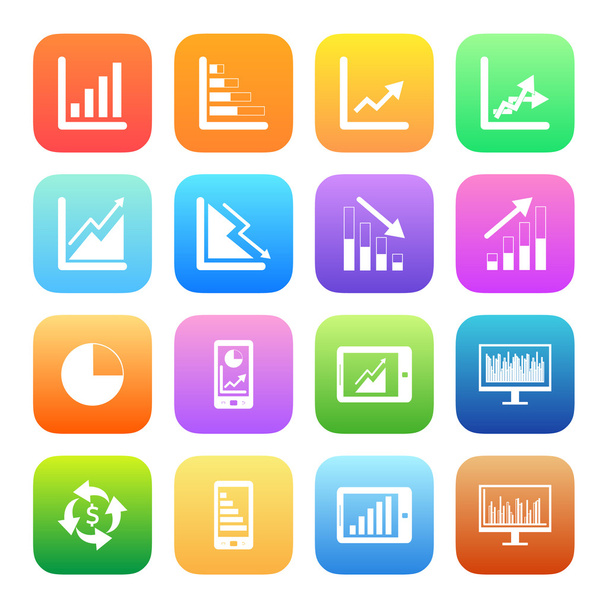 Iconos coloridos del gráfico del negocio
 - Vector, imagen