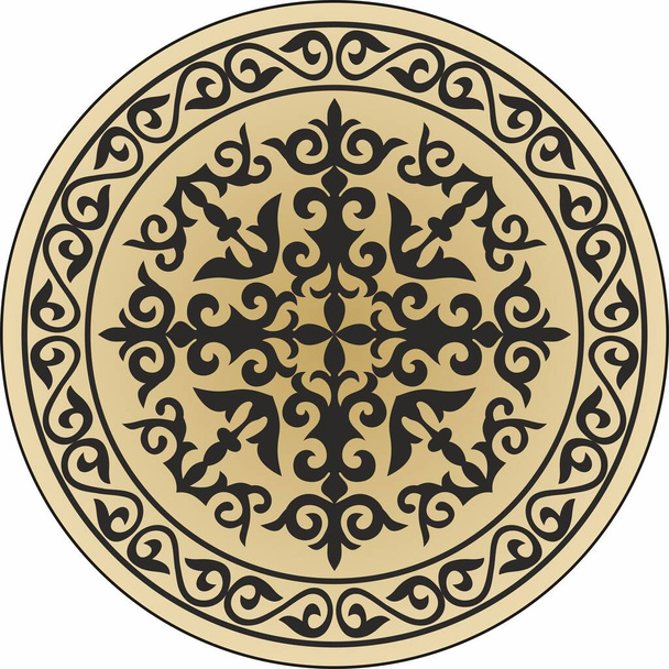 Vektori Kazakstanin pyöreä koriste. ympyrä koriste piirustus suuri aro. Turkkilaisten, siperian ja mongolien elintavat - Vektori, kuva