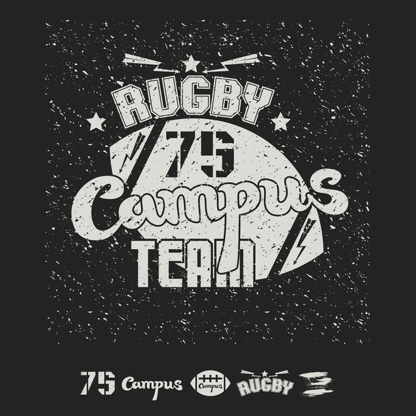 Kampüs rugby takımı amblemi ve simgeler - Vektör, Görsel