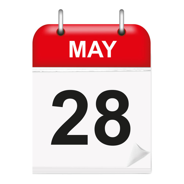 5月28日。デイリーカレンダーのアイコンフラットスタイル月と日付. - ベクター画像