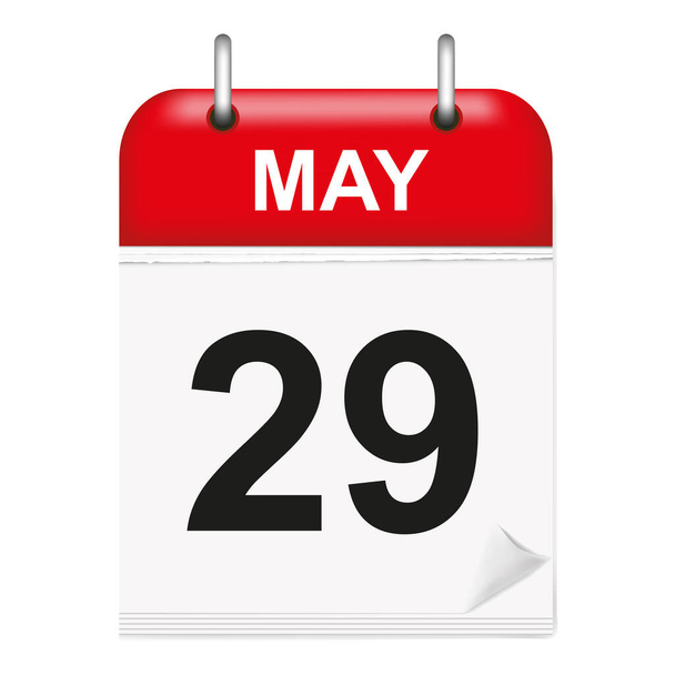 Dag 29 mei. Dagelijkse kalender icon.Flat stijl.Maand en datum. - Vector, afbeelding