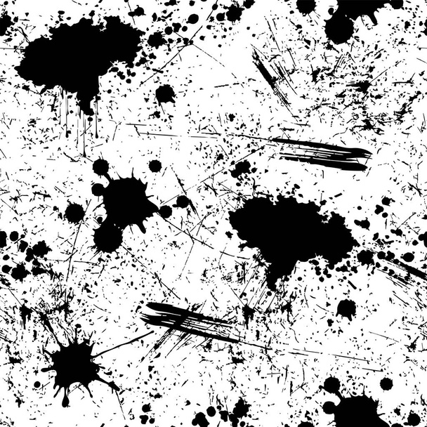 Patrón de grunge sin costuras con manchas negras sobre fondo blanco - Vector, imagen