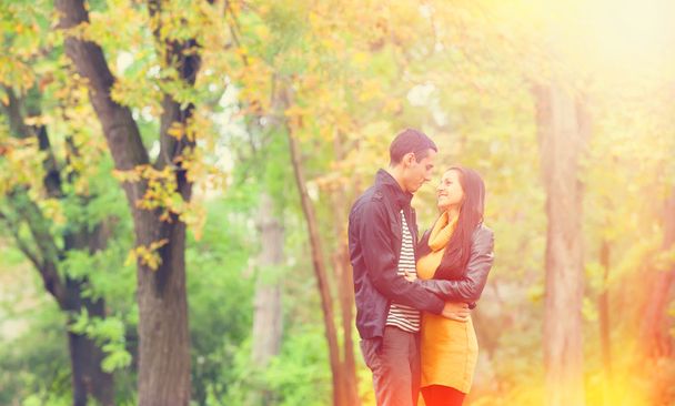 couple kissing outdoor in the park - Photo, Image
