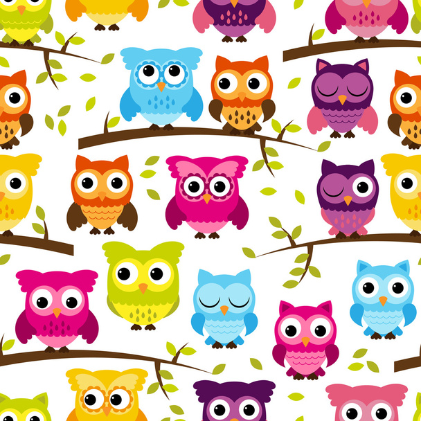 Seamless and Tileable Vector Owl Background Pattern - Vector, Image