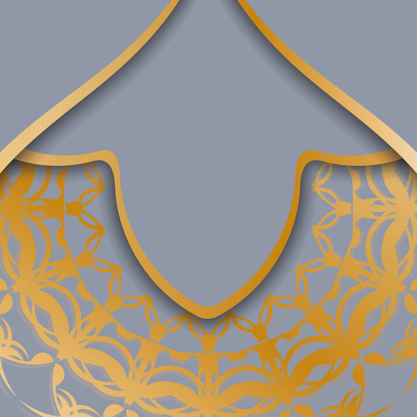 Brochure in gray with Indian gold ornaments for your congratulations. - Vector, Image