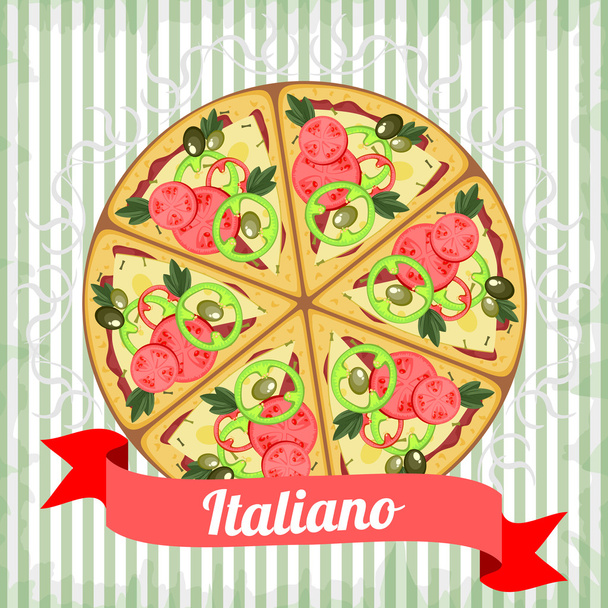 Retro poster with Italian pizza - Vettoriali, immagini