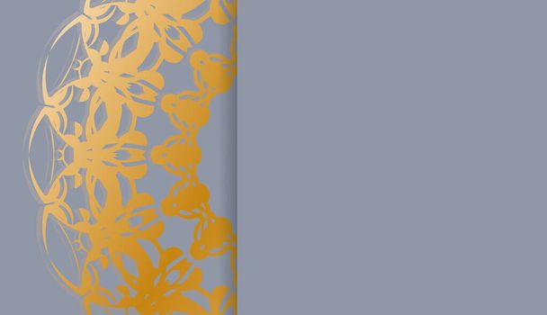 ロゴデザインのためのヴィンテージゴールド装飾とグレーのバナー - ベクター画像