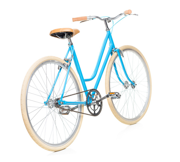 Elegante bicicleta azul para mujer aislada en blanco
 - Foto, imagen