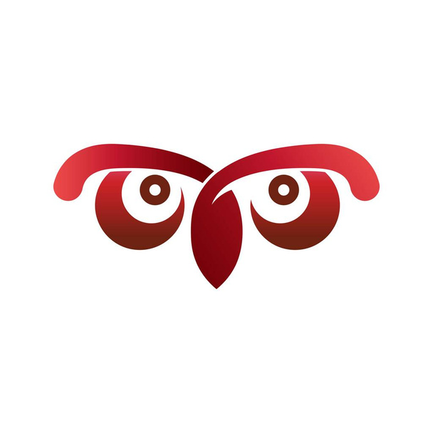 Owl eye logo vector illustration combined with masculine red gradient color - Vector, Image