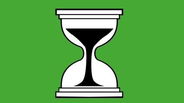 Black and white hourglass loop animation on a chroma green background - Footage, Video