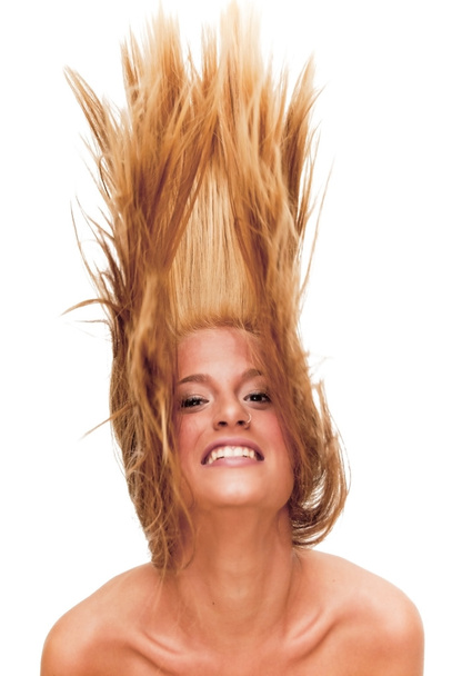 Beautiful Blonde Woman Shaking Her Hair - Fotoğraf, Görsel