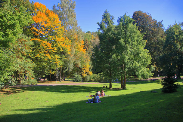 A foto foi tirada na cidade de Lviv, Ucrânia. A imagem mostra um dia ensolarado de outono em um parque da cidade. - Foto, Imagem