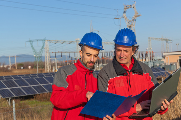 Engineers at Work In a Solar Power Station - Photo, Image