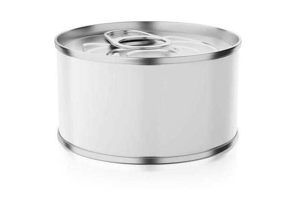 Tin can for preserve food product design mock-up. Isolated on white background. 3D rendering illustration. - Fotografie, Obrázek